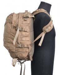 Dutch 3-Day Assault Pack, Coyote Tan, surplus. Provision for a hip belt, which is likely not included.