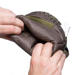 Russian mittens with leather palm, Digiflora, surplus. A peek inside without the liner mitten inserted.