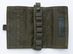 Blackhawk Shotgun 19-Round Vertical Pouch, Green, Surplus, unissued. On the inside, you'll find a second layer of rounds.