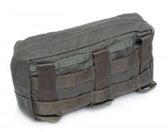 Paraclete Horizontal General Purpose Pouch, Medium, Smoke Green, surplus. Tuck strap MOLLE attachment in the back.