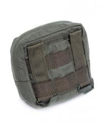 Paraclete General Purpose Pouch, Small, Smoke Green, Surplus. Tuck strap MOLLE attachment in the back.