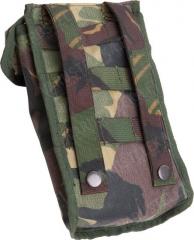 Dutch 1Q Canteen with Cup and DPM Camouflage Pouch, Surplus. A lidded pouch is available in a MOLLE-style.