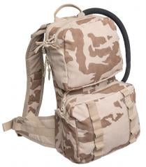 Czech Daypack with Hydration Bladder, Desert Vz95, Surplus. One main compartment and two smaller compartments. You can attach additional pockets with the PALS webbing on the outside of the pack.