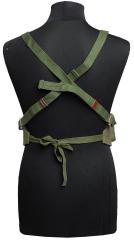 Chicom Type 79 Chest Rig, Surplus. The adjustable shoulder straps cross each other at the back and the waist belt strings are tied together at the back.