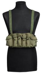 Chicom Type 79 Chestrig, Surplus. This chest rig has four submachine gun mag pouches and two wider but shorter pouches for a cleaning kit, grenades, etc.
