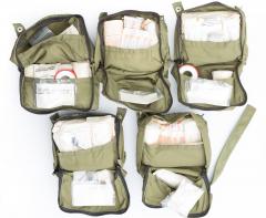 Czechoslovakian ZBP M80 Medical Bag, with contents, no drugs, Surplus. The bag has five smaller pouches of medical supplies. Because surplus, the contents of the bags can differ from the ones shown in the pictures.