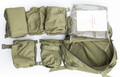 Czechoslovakian ZBP M80 Medical Bag, with contents, no drugs, Surplus. The bag has five smaller pouches of medical supplies. Because surplus, the contents of the bags can differ from the ones shown in the pictures.