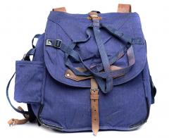 Romanian Navy Blue Shoulder Bag with Leather Straps