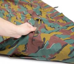 Belgian Gore-Tex Bivy Bag with Pole, Jigsaw-camo, Surplus. Six loops around the bag for staking to the ground.