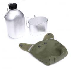 French M47 Canteen with Cup and Pouch, Surplus, New. 