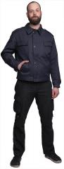 Dutch Work Jacket with Liner, Blue, Surplus. The model in the picture is 192 cm (6’3.6”) tall, with a chest of 110 cm (43.3”), and is wearing a size 54 jacket.