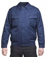 Dutch Work Jacket with Liner, Blue, Surplus. The model in the picture is 192 cm (6’3.6”)  tall, with a chest of 110 cm (43.3”), and is wearing a size 54 jacket.