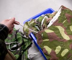 Finnish M62 Helmet Cover / Jacket Hood, Surplus. Some of the hoods have a third drawcord.