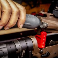 Real Avid Chamber Boss, AR-15. The front of the handle fits neatly into the upper receiver and centers the tool.