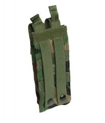 US MOLLE MP5 Double Mag Pouch, Woodland, Surplus. Standard PALS in the back.