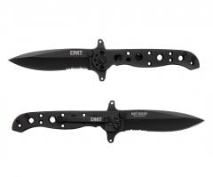 CRKT M21-10KSF Folding Knife. This knife has the same grip design as the M16, featuring distinctive hole cutaways that reduce the weight. However, it is made of oxidized and corrosion-resistant stainless steel.