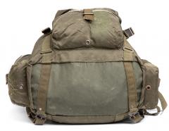 Austrian "ALICE" Style Rucksack with Carrying Yoke, Surplus. The bottom is sleek to allow room for the butt pack of the load-bearing webgear. However the plastic loops next to the outer pocket can be used to carry some gear.