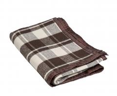 Romanian Blanket, White-Brown Tartan, Surplus. 