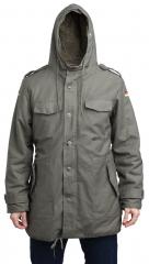 AB BW Parka, Stone Gray Olive. The model is 182 cm (6') tall with a 98 cm (39") chest, wearing size EU 50. 