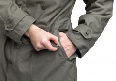 AB BW Parka, Stone Gray Olive. Pocket flaps with button closure.