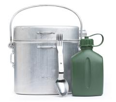 French Large Mess Kit, Aluminium, Surplus. Large mess kit is large. Spork and canteen are not included.