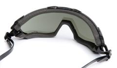 Edge Tactical Super 64 Ballistic Goggles. The EVA foam gasket and a narrow rubber strap ensure a solid fit.