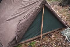 British 2-person WW2 Model Bivouac Tent, Surplus. Two wicked cool wooden tent poles included until we run out of them. These are easy to make though.