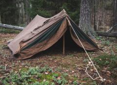 British 2-person WW2 Model Bivouac Tent, Surplus. The ropes are included but they are also easy to change.