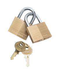 MasterLock 140T Lock, Brass, 2 Pack, Keyed Alike. 