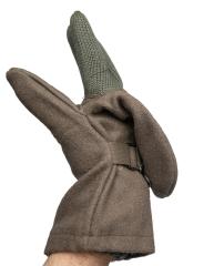 Austrian Rifleman's Mittens, Surplus. The tip can be folded entirely out of the way and has a snap-fastener retention.