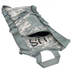 US MOLLE II Hydration Carrier w.o. Bladder, UCP, Surplus. The hydration bladder goes here. No zipper, velcro, or other unnecessary details here.