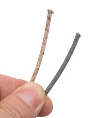 Field Phone Cable, 100 m / 300', Surplus. Peel some of the insulation off at the ends and connect the bare wires to the knobs on the phone.