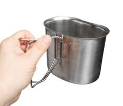 AB Canteen Cup, Stainless Steel. Foldable handles on the side.