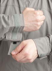 Beyond L5 Glacier PCU Softshell Jacket, surplus. Adjustable cuffs with a loop for glove attachment.