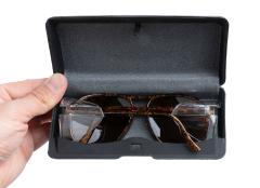 Pulsafe Safety Glasses, Surplus. These come with a surprisingly plain black case that is padded by very frugal folks.