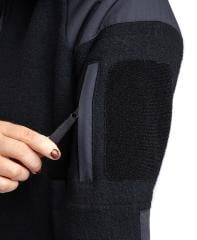Särmä Women's Wool Fleece Jacket. A zippered pocket and a hook & loop slot for patches on one sleeve.
