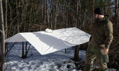 Swiss Rain Poncho, White, Surplus. Can also be used as a small shelter.