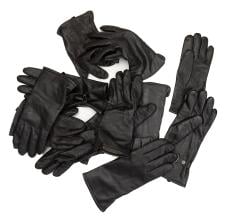 Dutch Leather Gloves, Black, Surplus. The cut and style of the gloves may vary a bit. Some have an inch longer cuff and there can also be differences in decoration. Nothing major though.
