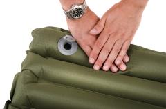 Snugpak BCO Air Mat Sleeping Pad w. Built-in Pump. You can also pump by hand. Get the BPM from Staying Alive. 