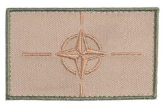 Särmä TST NATO Flag Patch, 77 x 47 mm. Subdued desert colors.