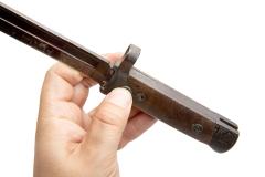 Carcano '91/38 Rifle Folding Bayonet, Rusty Sheath, Otherwise Fine.