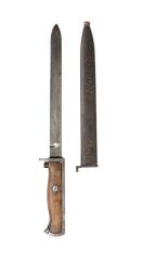 Krag-Jorgensen Bayonet w.o. WaA Insignia, Dented Sheath, Good Condition.