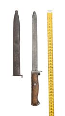 Krag-Jorgensen Bayonet w.o. WaA Insignia, Dented Sheath, Good Condition.