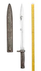Mauser Ersatz WW-I Bayonet w. Original Green Color on Sheath, Good Condition.
