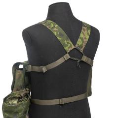 Särmä TST X-Harness. The straps in the rear attach to the sidemost pouches. Comes with a waist strap and Split-Bar buckles.
