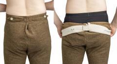 French M47 Long Johns, Surplus. The waistband is adjusted with an advanced button-up strap system on the back. If it's the wrong size, just move the buttons to a different location!