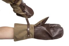 French Trigger Finger Mittens, Cotton and Leather, Surplus. 