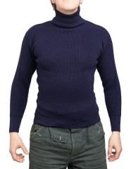 Italian Navy Turtleneck Sweater, Surplus. Form fit! Our model here is size 175 / 98 cm (Medium Regular, US 38-40) and wears size "3".