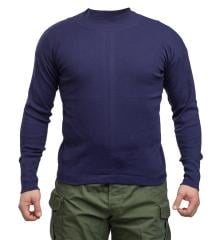 Italian Turtleneck Shirt, Cotton, Navy Blue, Surplus. 