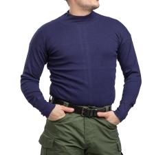 Italian Turtleneck Shirt, Cotton, Navy Blue, Surplus.